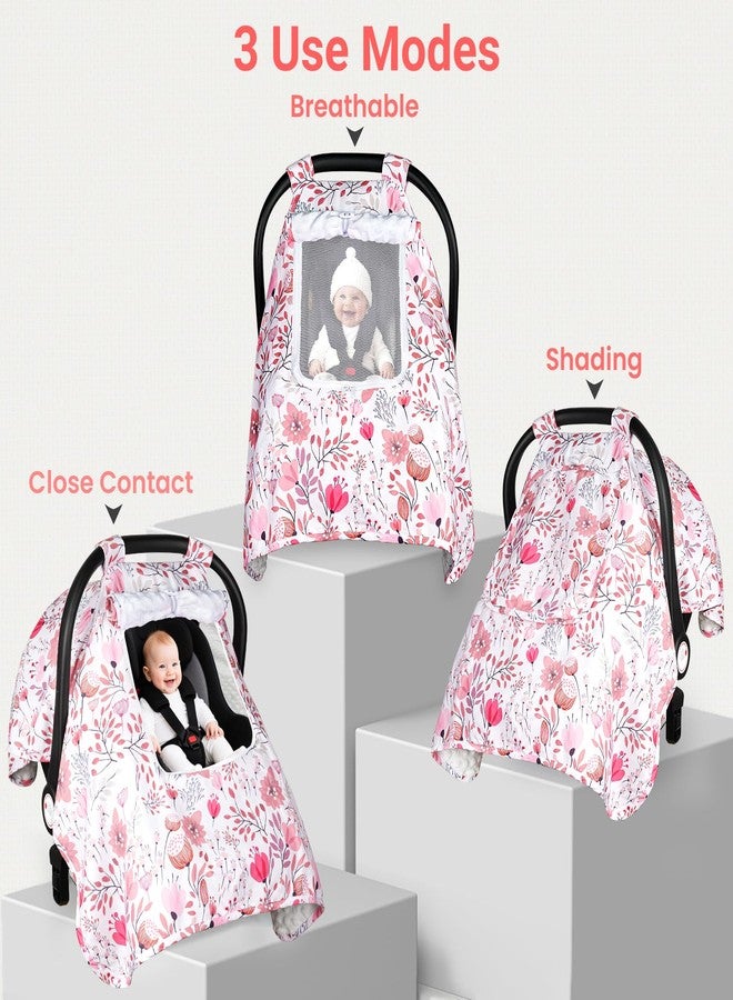Bnditeu Car Seat Cover Baby, Carseat Covers Baby with 2 Layers Breathable Zipper Windows, Windproof Infant Car Seat Cover, Kick-Proof Baby Carrier Cover for Baby Girl Newborn Essentials - Image 2